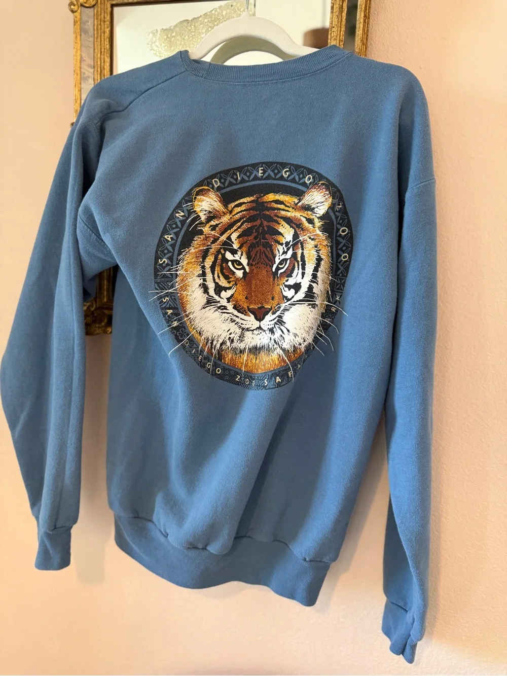 Blue Tiger Patch Crewneck Sweater - San Diego Zoo